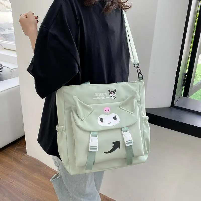 Kuromi One Shoulder Handbag Kawaii Daily Minimalism Fresh Style Sanrio Fashion Versatile Bag New High-Capacity Oxford Cloth Bag