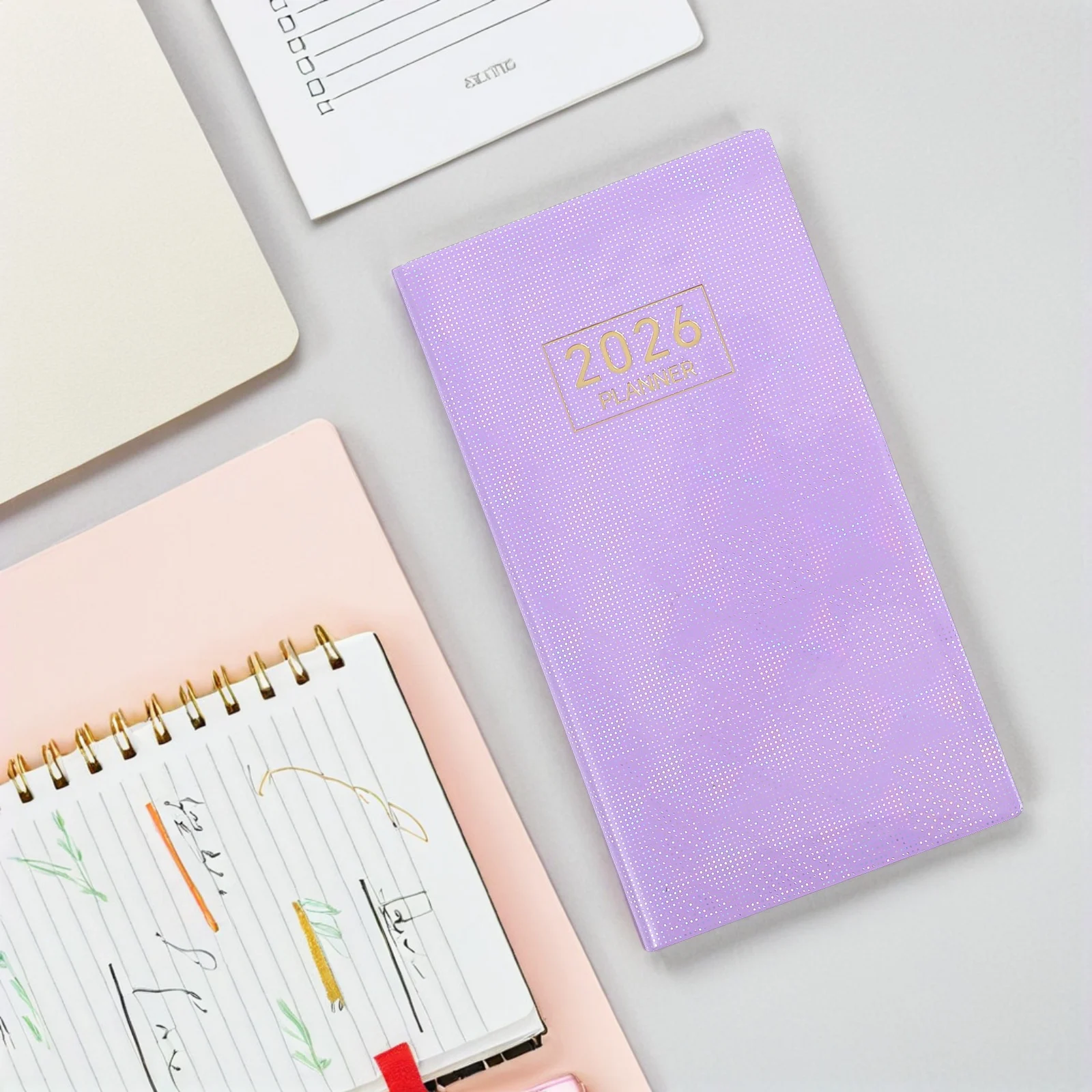 

2026 A6 Daily Planner Compact Agenda Book Smooth Faux PU Cover Monthly Weekly Organizer Schedule Organizer Gift