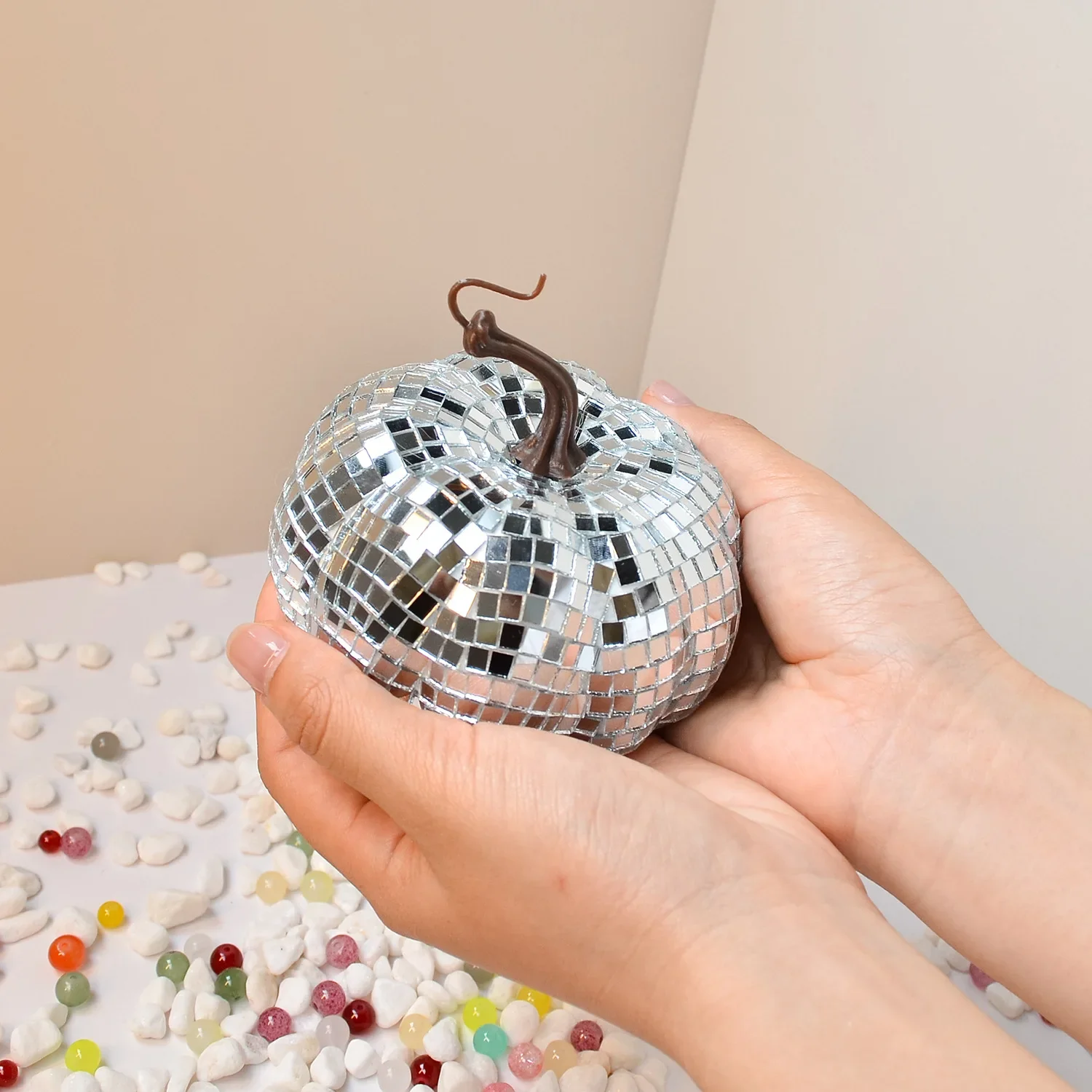 Halloween Pumpkin Ornament Disco Ball Halloween Party Decoration Home Mirror Glass Pumpkin Home Decoration Accessories