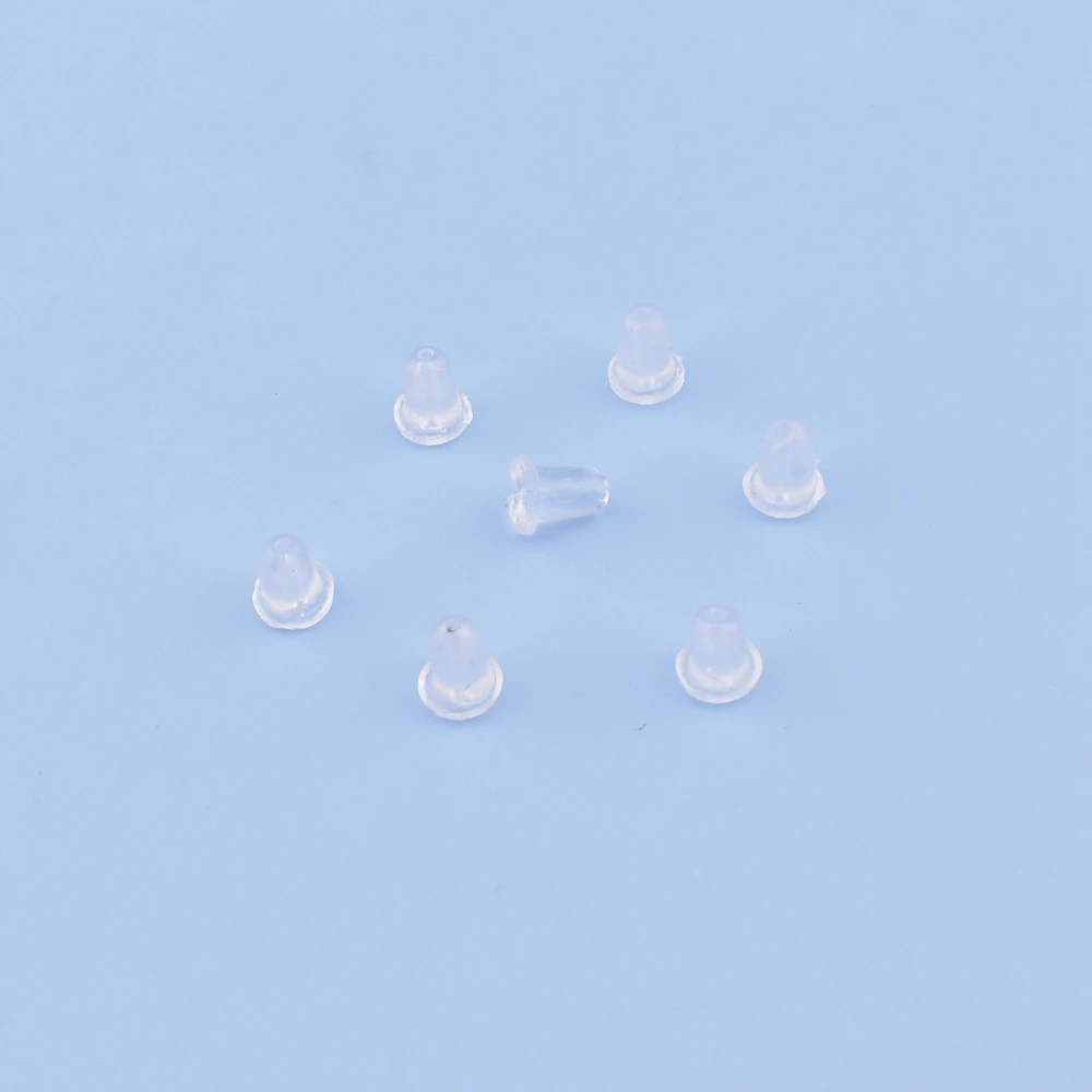 200 Pcs/Lot 4-5.8mm DIY Silicone Round Ear Plug Accessories Blocked Caps Findings For Earrings Back Stoppers