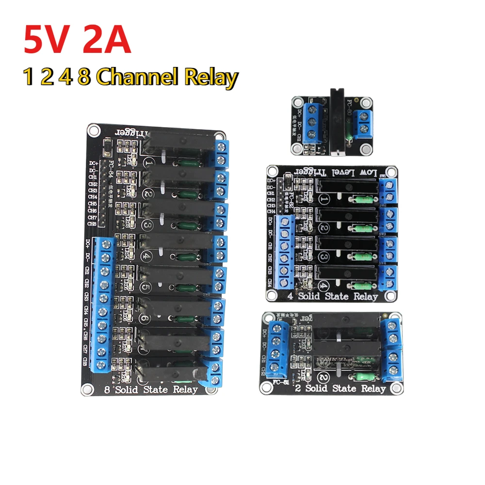 1PCS 5V ต่ําระดับโมดูลรีเลย์ 1 2 4 8 ช่อง Solid State Relay โมดูล 240V 2A พร้อมฟิวส์ Resistive สําหรับ Arduino