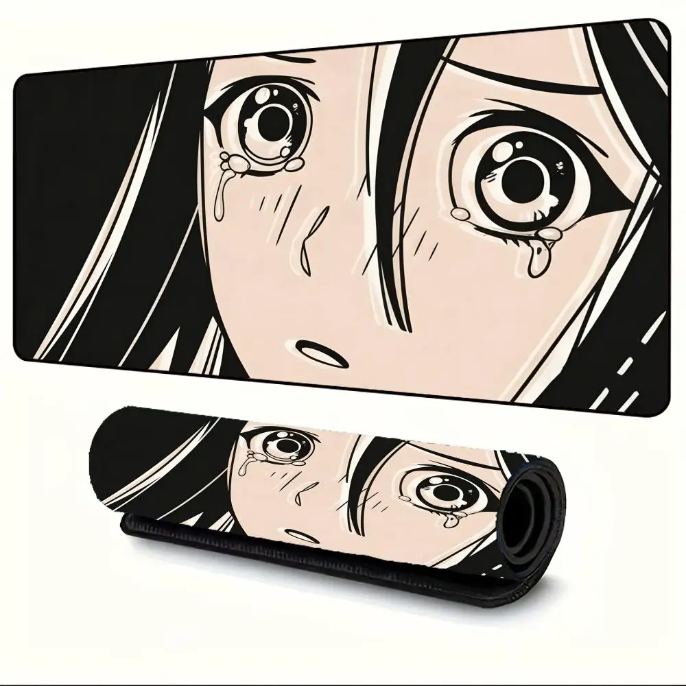 

Retro Anime Face Vintage Aesthetic Gaming Mouse Pad Large Desk Mat Non-slip Rubber Keyboard Mat Gamer Office Computer Mousepad