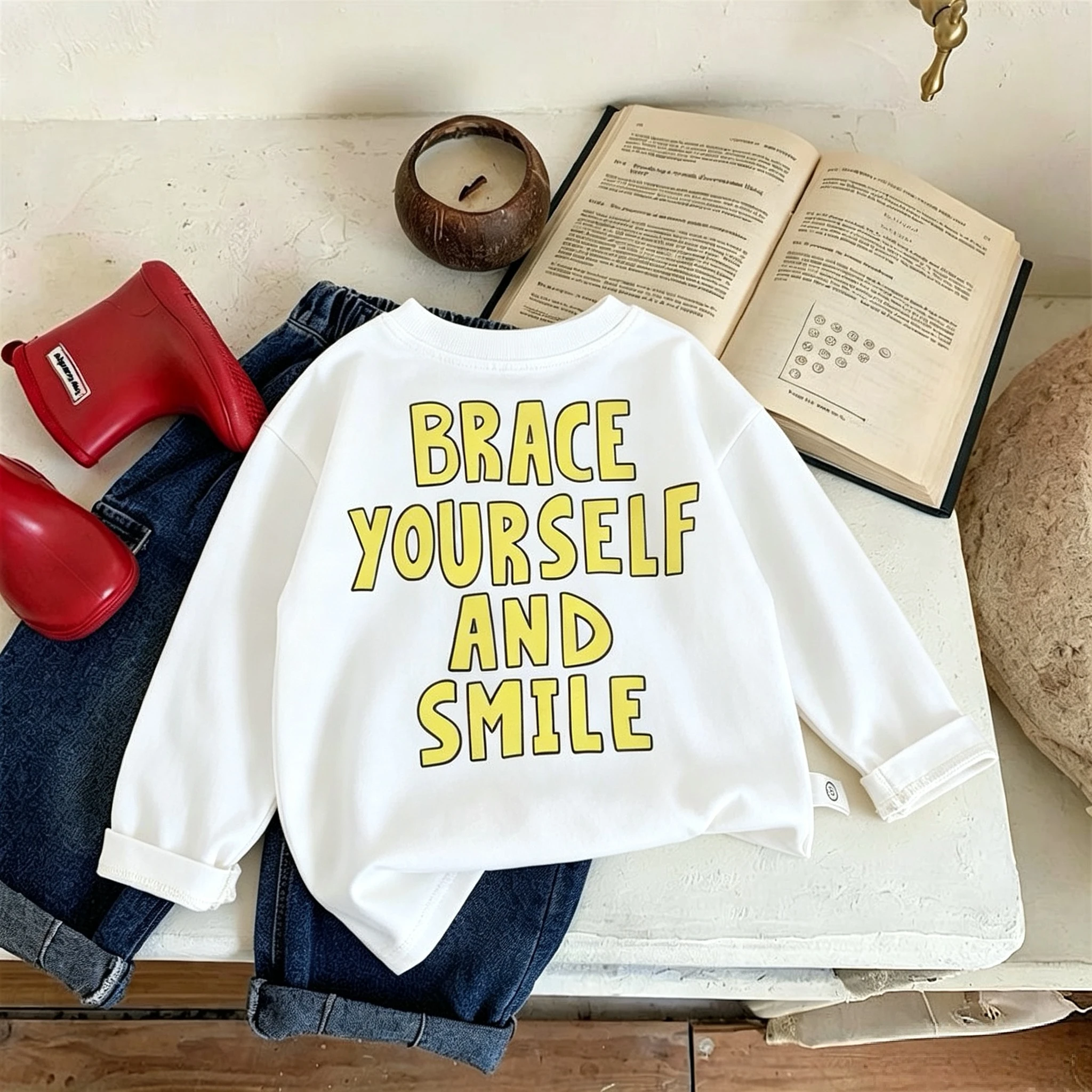 Langarm-T-Shirt für Mädchen und Jungen, Oberteile, Herbstkleidung, bedruckt, modisch, beliebt, Kinder-Unterhemd, Rundhalsbluse, Kinderbekleidung. – Detail 11