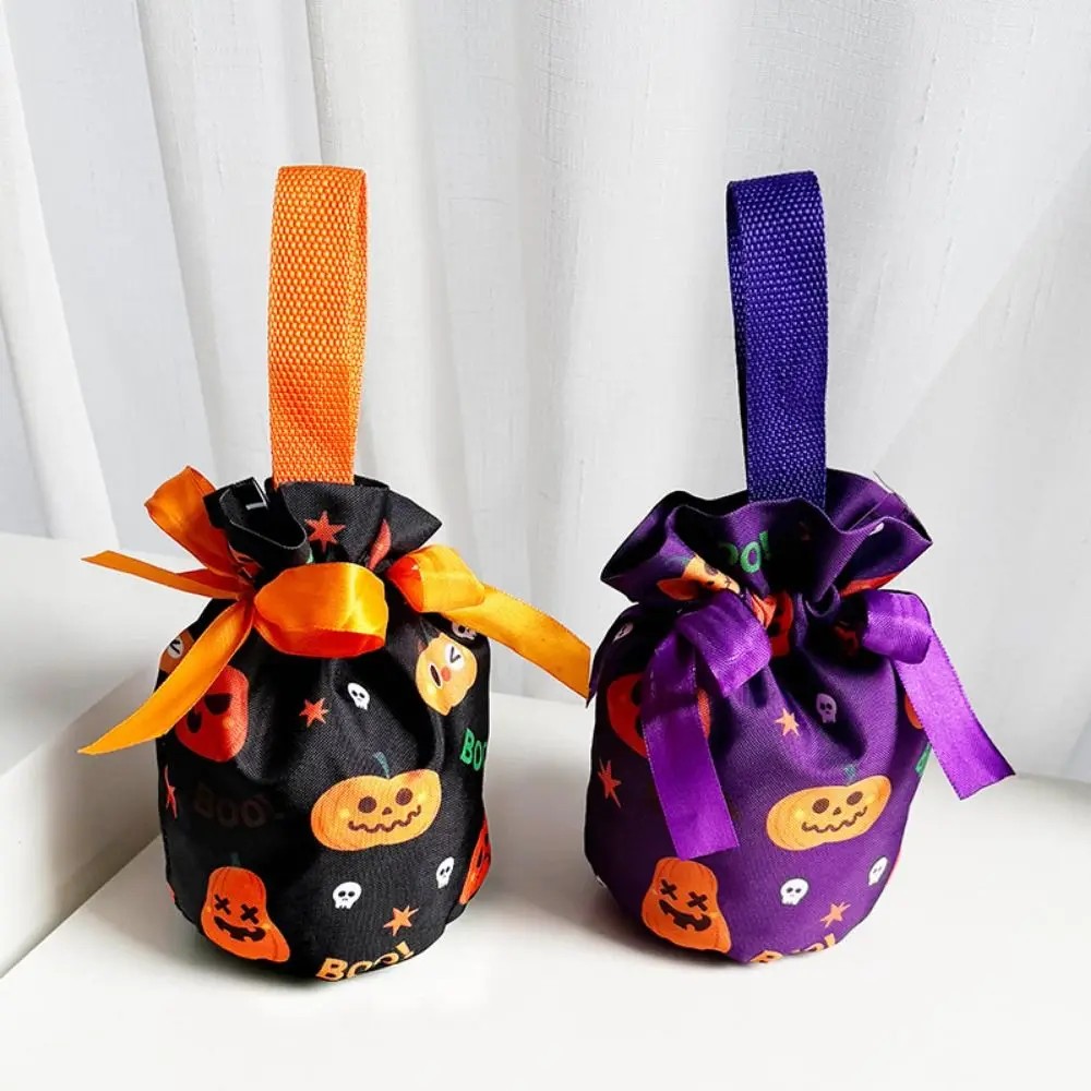 

Handheld Halloween Candy Tote Bag Portable Pumpkin Pattern Design Halloween Gift Handbag Lightweight Drawstring/Snap Button