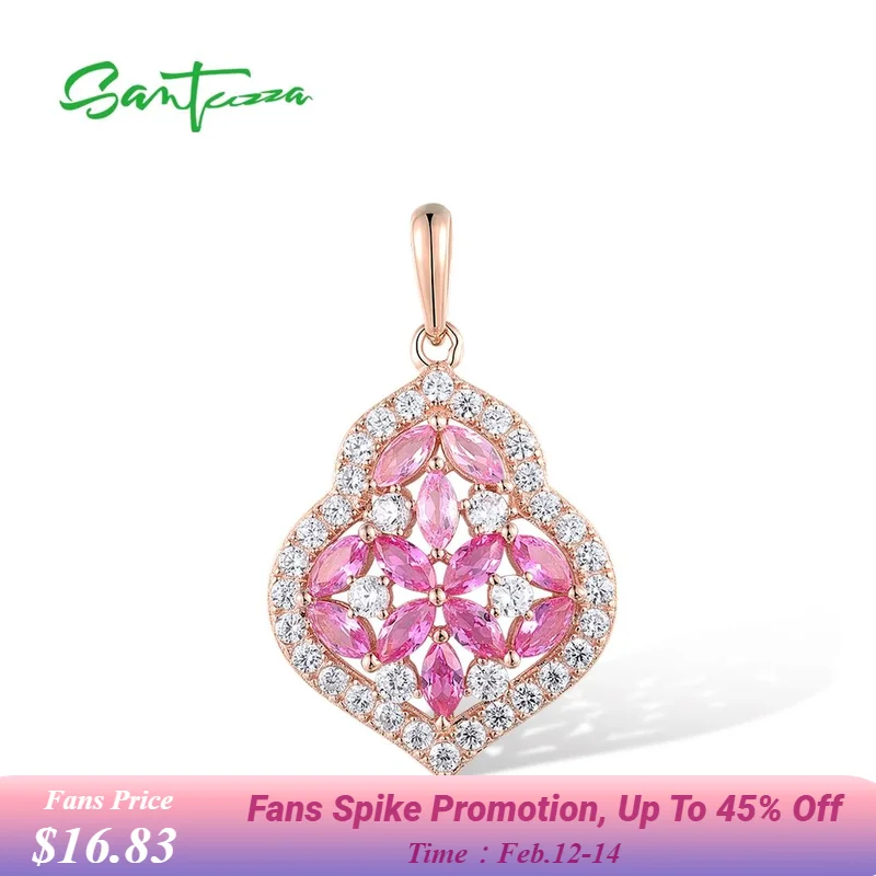 

SANTUZZA Genuine 925 Sterling Silver Pendant For Women Sparkling White CZ Exquisite Simple Round Daily Ware Chic Fine Jewelry