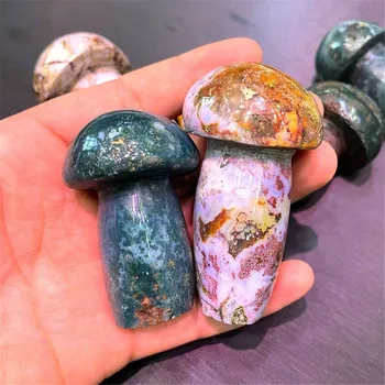 장식용 천연 크리스탈 맞춤형 손 조각 오션 재스퍼 버섯, 도매, 1 개