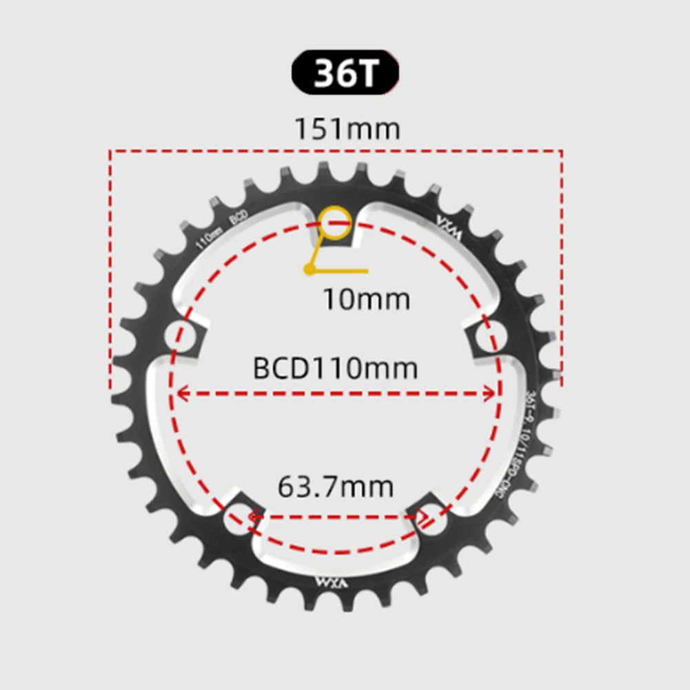 

Road Bike Chainring Suitable for Various Speeds; CNC Aluminum Construction in a Compact Size of 110BCD with Strong Bolts