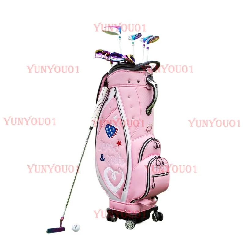 

PGM Golf Women's New Air Bag Checked Hard Shell Telescopic Ball Bag Universal Wheel Club Bag Suitcase