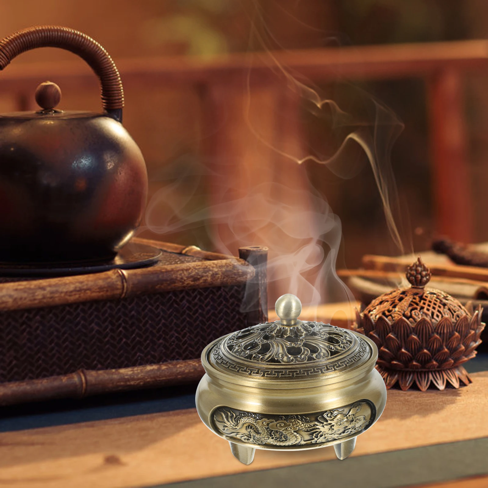 

Incense Burner Ornaments Vintage Craft Alloy Stick Cones Household Indoor Censer Decor Retro Creative Design Portable