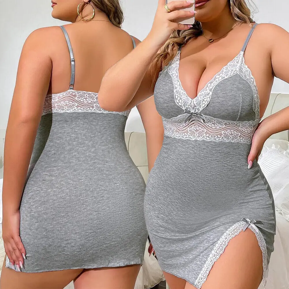 

Sexy V-neck Lingerie Women Cotton Nightdress Babydoll Nightdress Lace Slip Nightwear Summer Soft Costume Ladies Sexy Outfits