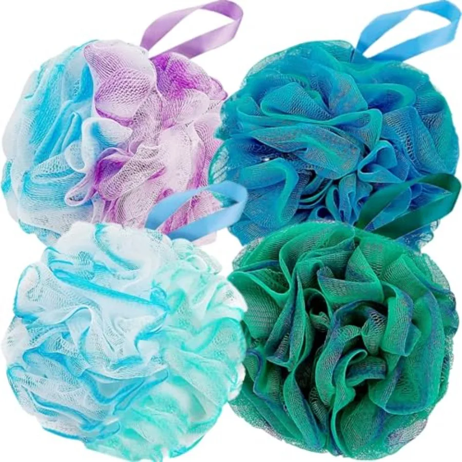 Loofah Sponge Shower Loofahs 60g Bath Sponges Mesh Balls 4 Colors for Body Scrubber Exfoliator Wash Back Scrubbers Bathroom Men