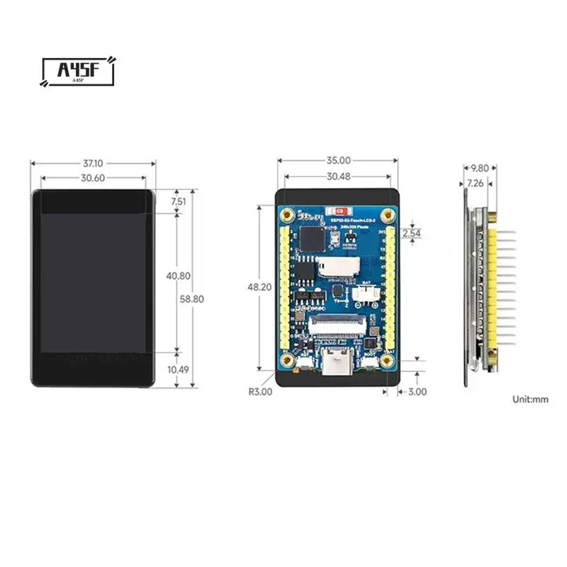 

A45F-Waveshare ESP32 S3 LCD Camera Development Board With 2-Inch Display OV2640-2MP Camera QMI8658 Sensor For Arduino