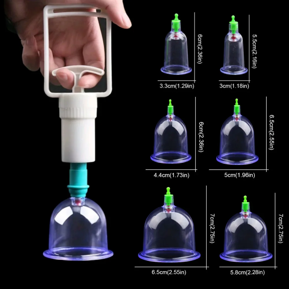 

6Pcs Vacuum Cupping Sets Suction Cups Back Massage Body Cup Detox Massage Body Cups Vacuum Cupping Massage Jars Slimming Jar