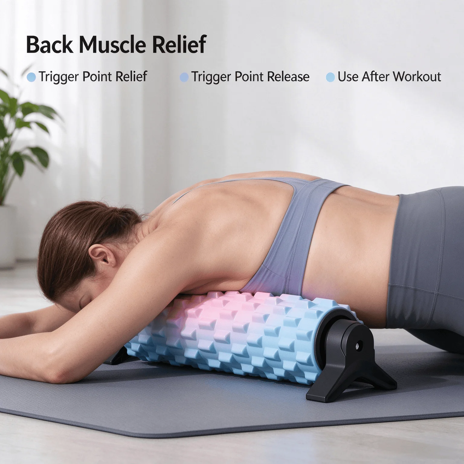 1 pcs 45cm Spiky Foam Roller with Support Bracket for Muscle Recovery
