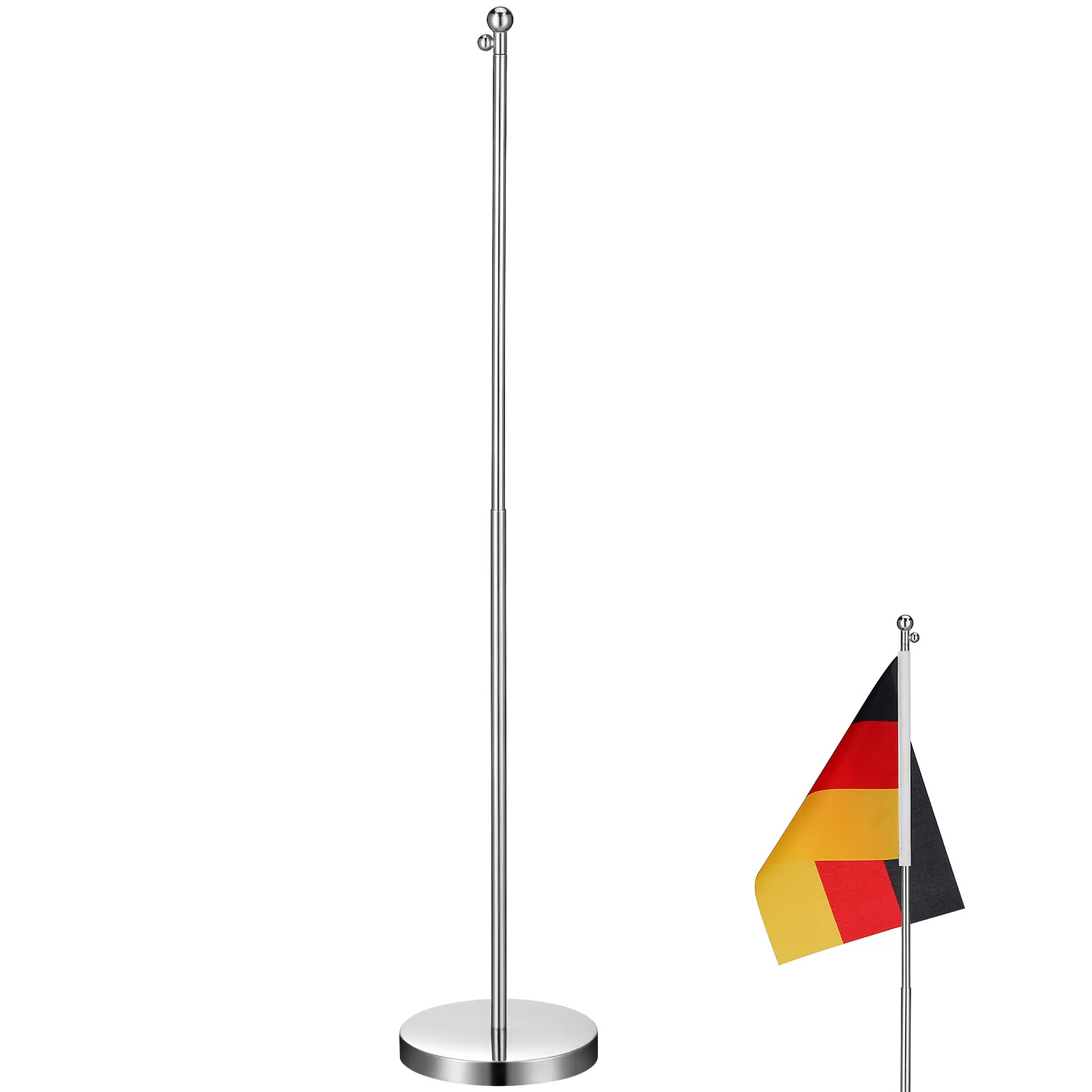 Mât de drapeau télescopique en acier inoxydable pour la maison, support de drapeau de bureau robuste de 10,8 pouces, accessoire de bureau
