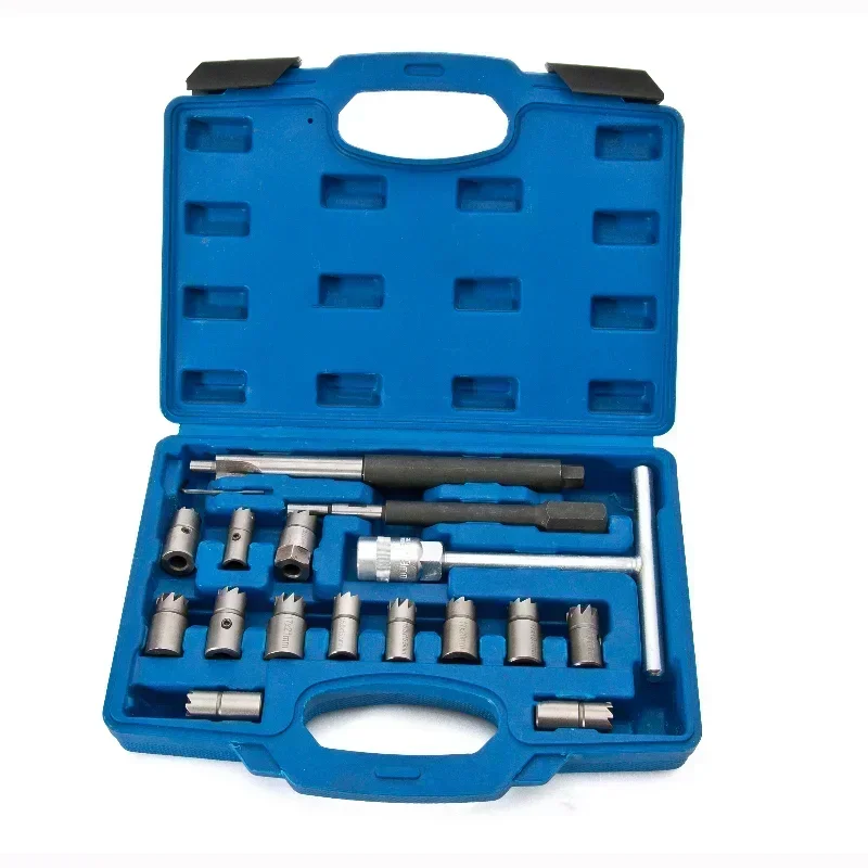Best Seller First17 Pcs Diesel Injector Seat Cutter Cleaner Tool Flat Reamer Repair Removal Tool Compatible For BMW Mercedes-Ben