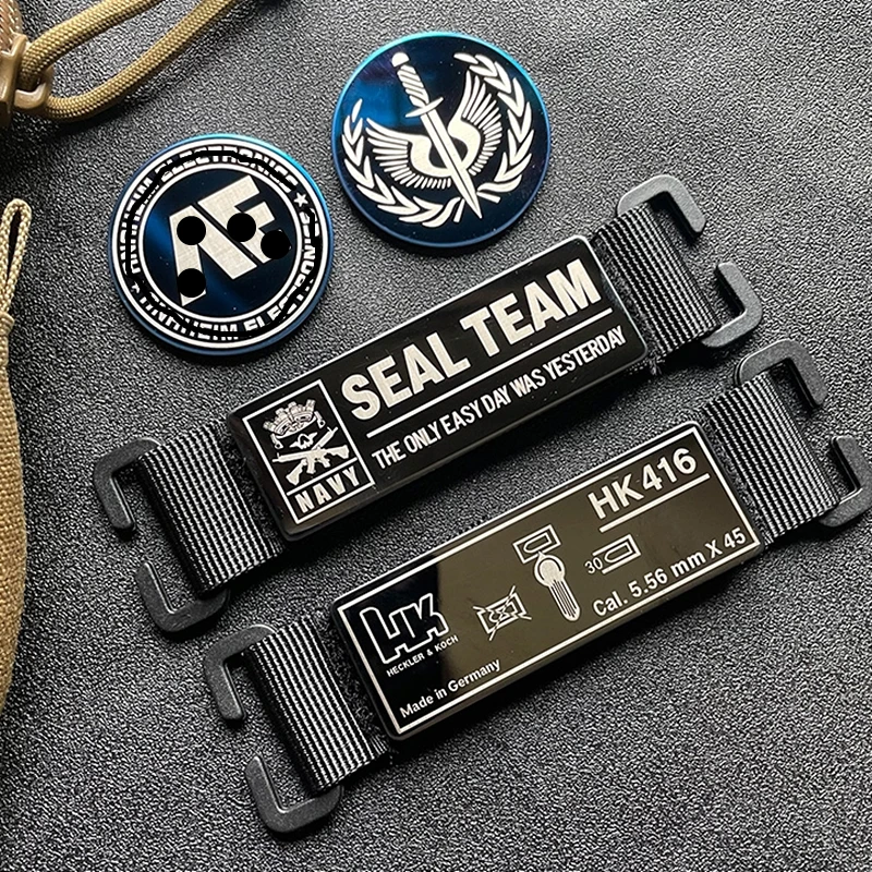 Metal Weapons Patches Navy SEALS TEAM 550W Precaution Danger Water Bomb Skull Base DIY Tactical Badges with Hook HK416