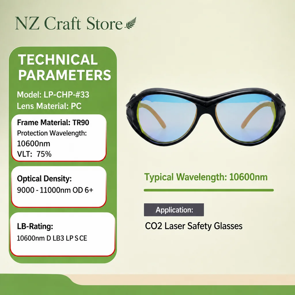 10600nm OD6+ Laser Safety Glasses CE Certified 10.6um Protection Goggles Eyewear for CO2 Laser Cutting Engraving Marking Machine
