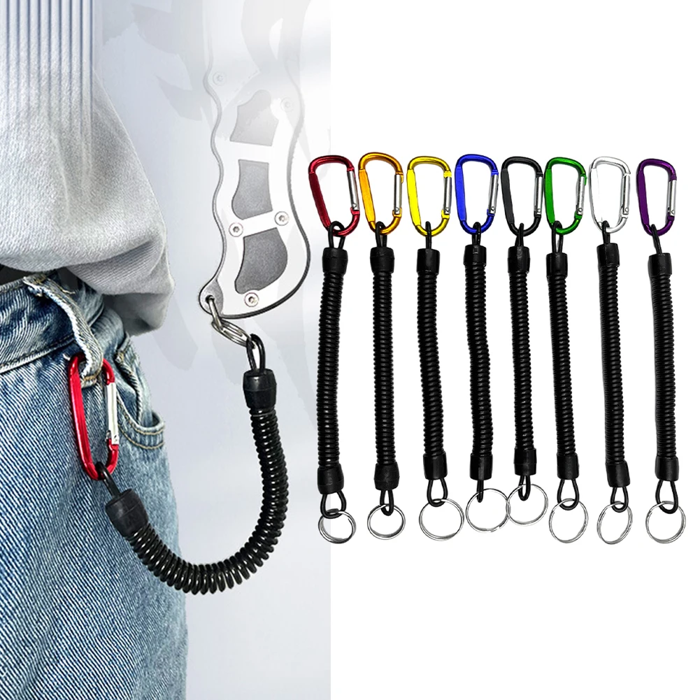 Fishing Missed Rope Retractable Spring Elastic Rope Security Gear Tool Hiking Camping Anti-lost Phone Keychain Fishing Lanyards