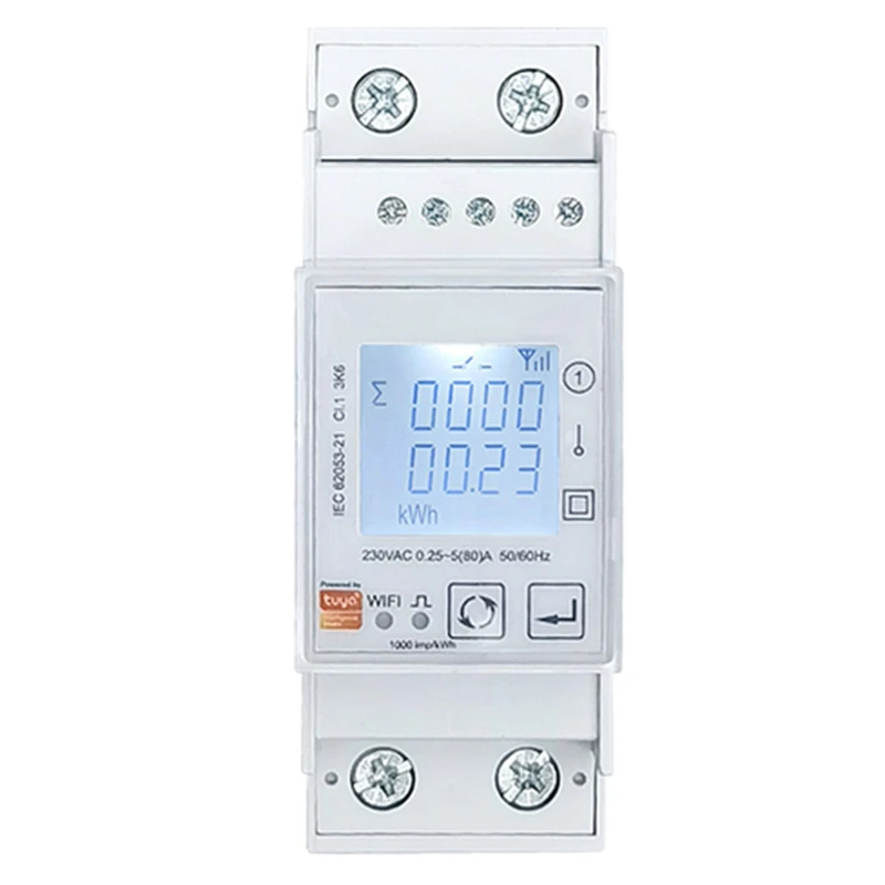 

Tuya Smart Zigbee Energy Meter Single Phase 80A Din Rail Kwh Wattmeter Voltmeter 110V 220V 50/60Hz