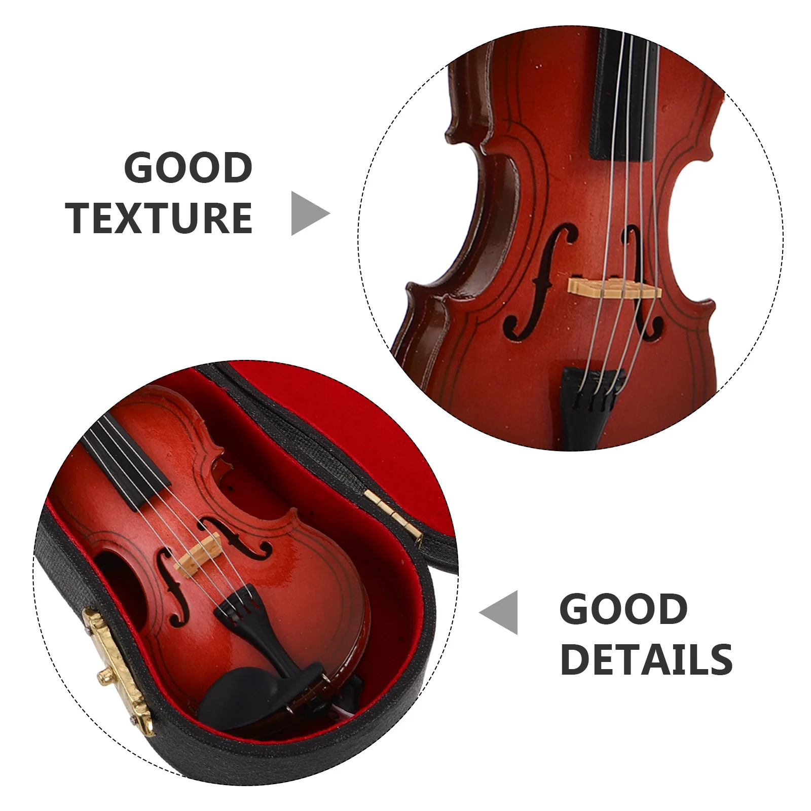 Mini violino in legno 12 cm piccolo ornamento per strumenti musicali desktop ufficio decorativo ornamento per violino in miniatura custodia per arco