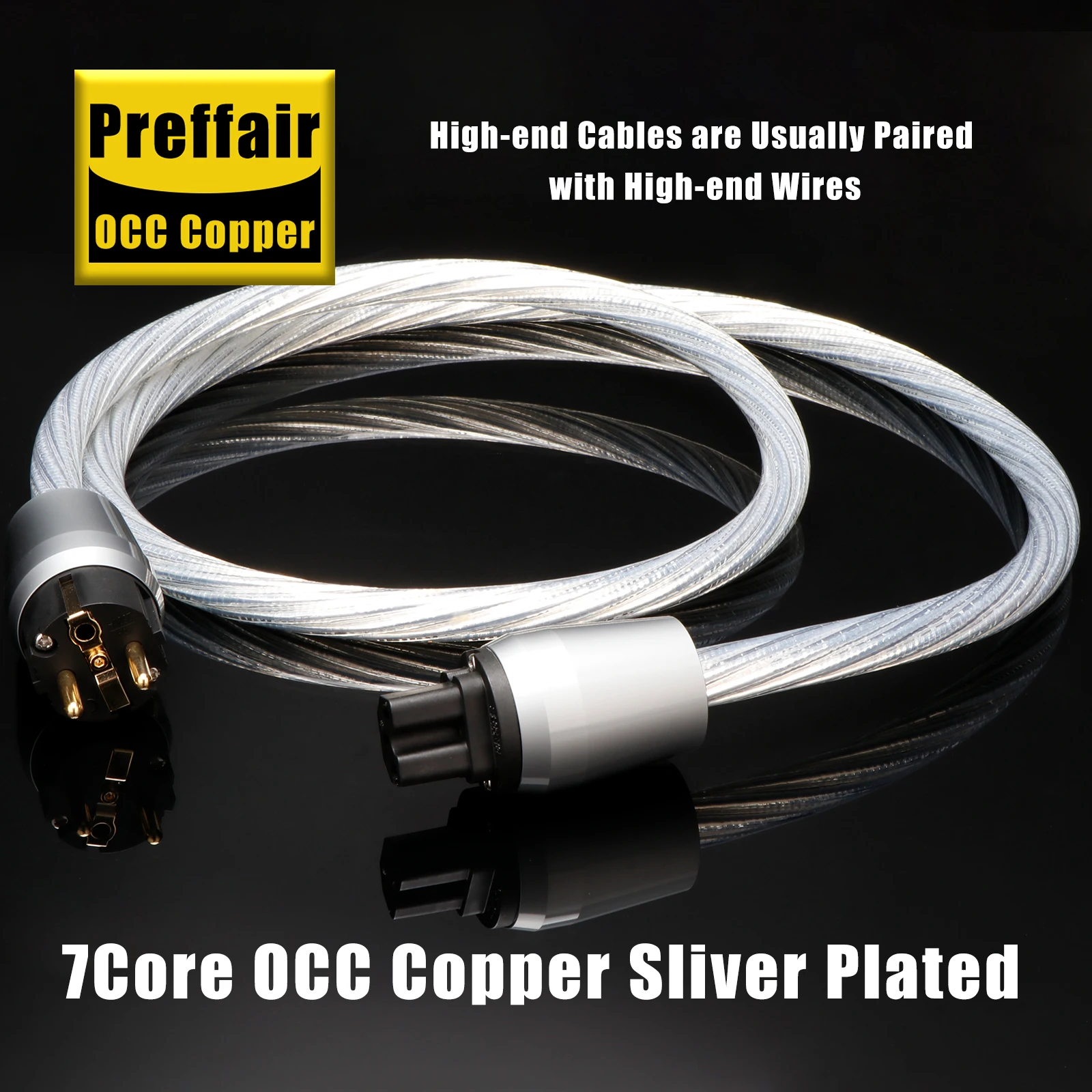 

HiFi Power Cable 8N OCC Power Cord High-End EU/US/UK Shielded Schuko Power Cord Audiophile IEC320 15/16/20A Plug for Amplifier