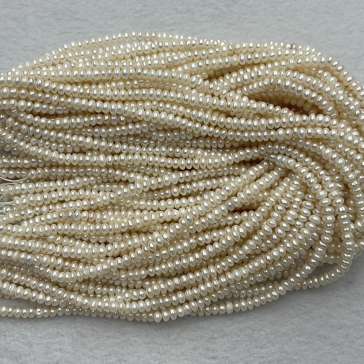 

3-4-5mm Factory Wholesale Natural Freshwater White Bread Flat Bead Pearl Necklace Semi-Finished Material DIY Jewelry Accessories