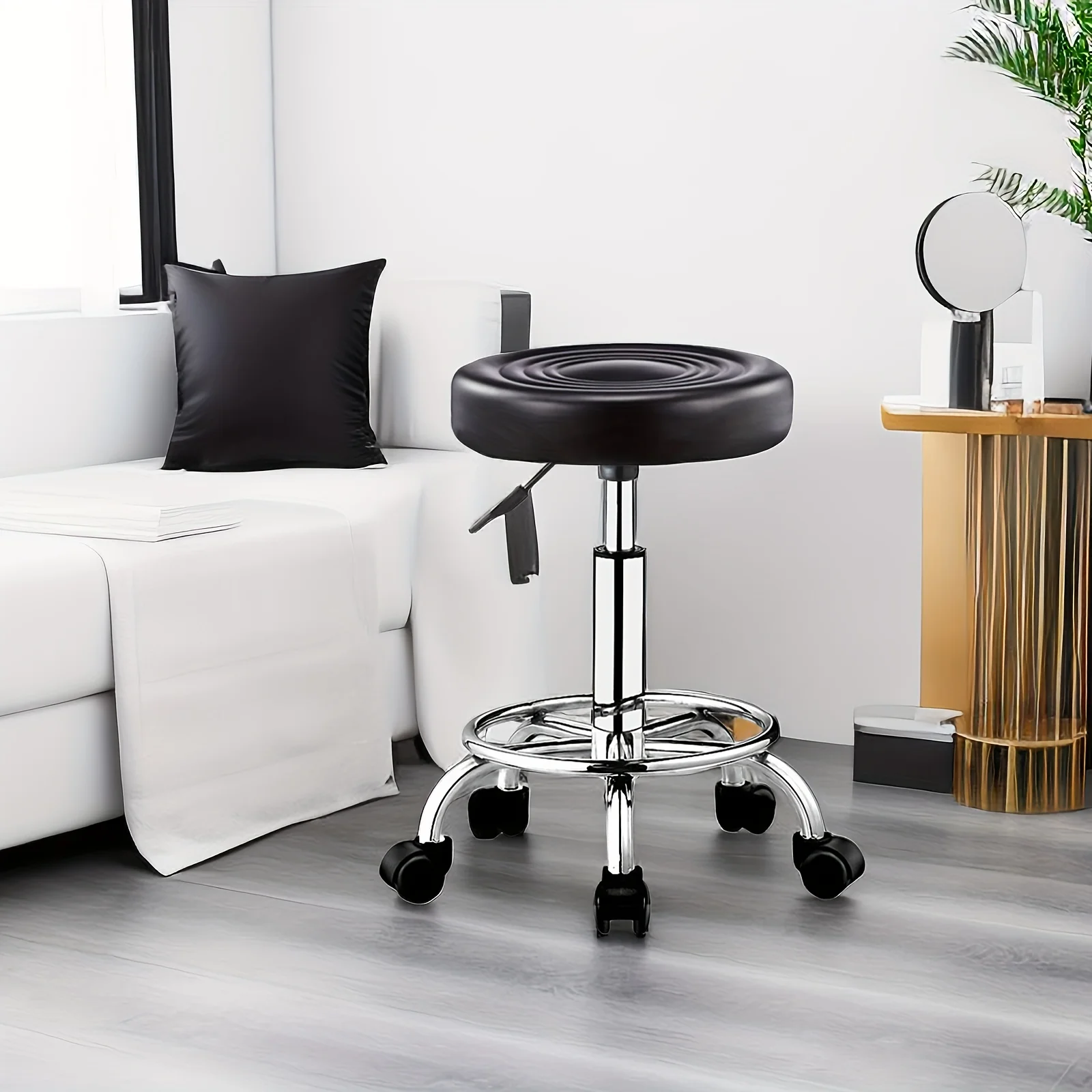 Adjustable height roller stool - comfortable hair salon chair for beauticians, spas and beauty services - Image 3