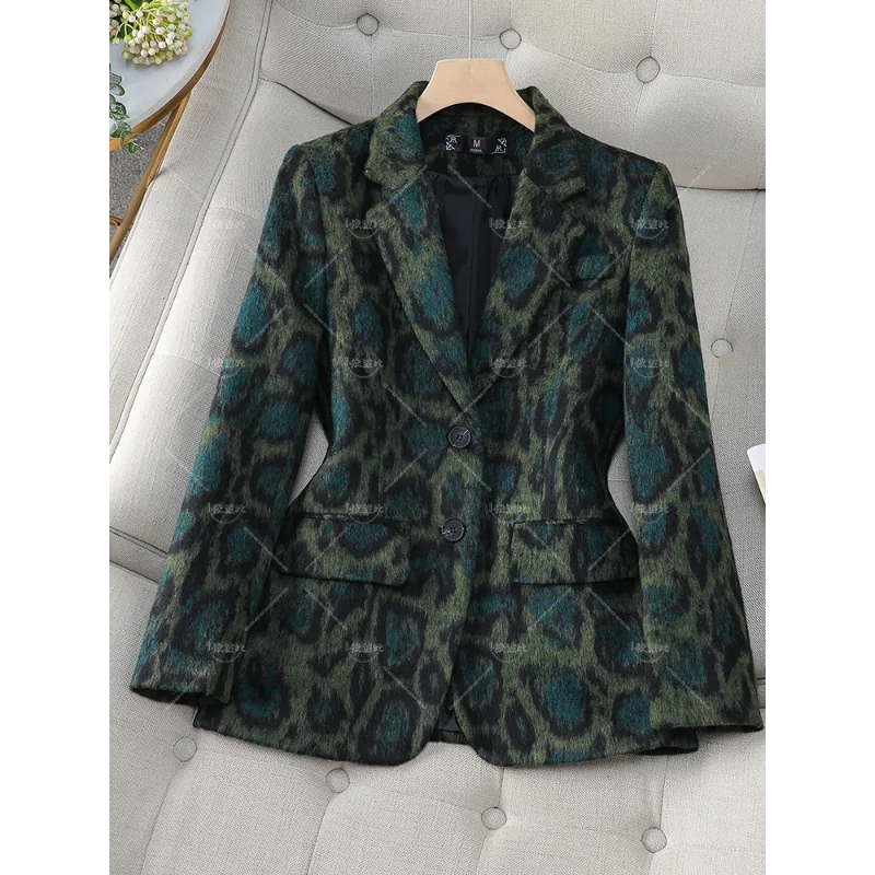 Fashion Coffee Green Casual Ladies Blazer donna manica lunga Single Button Slim donna autunno inverno giacca