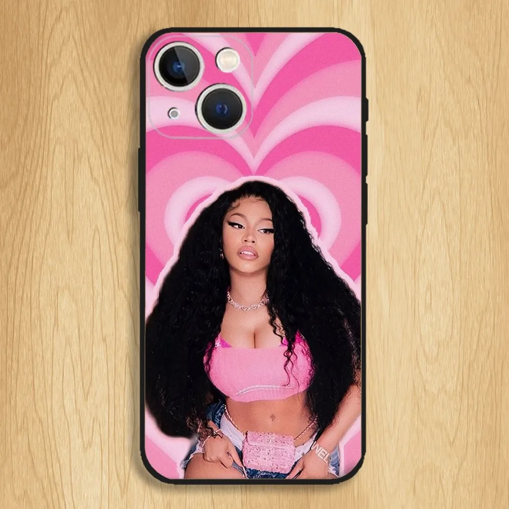 Nicki Minaj Rapper Singer Capa de telefone para iPhone15,14,13,12,11,Pro,Max,Plus,Mini,X,XS,XR,8,7,6,S,Plus,SE Capa preta macia