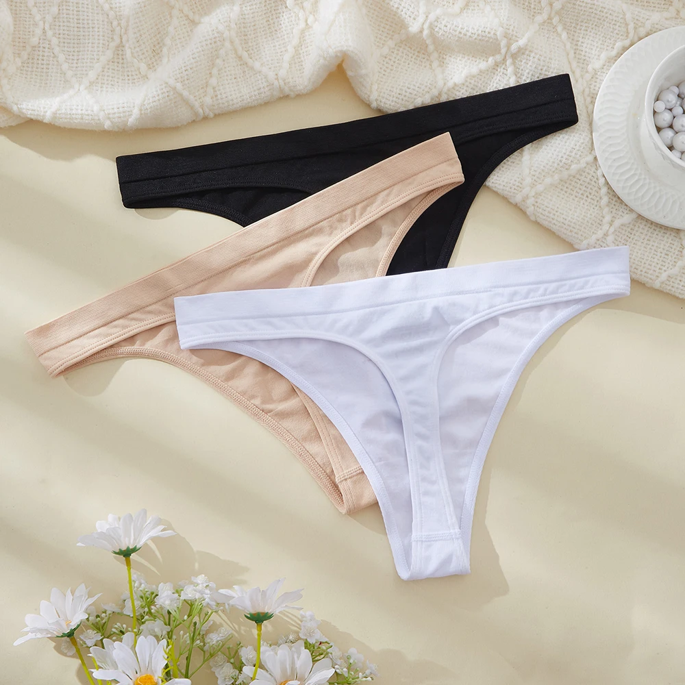 3 pçs/set sem costura tanga feminina roupa interior preto branco nu calcinha macia sexy confortável uso diário g-string