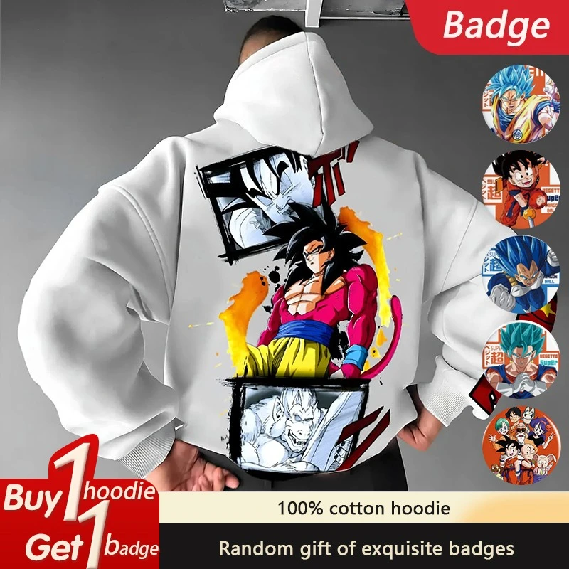 

2025 Dragon Ball GOKU Vegeta Loose Hoodie Anime Peripheral Autumn and Winter Men's and Women's Cotton American Sweater Top