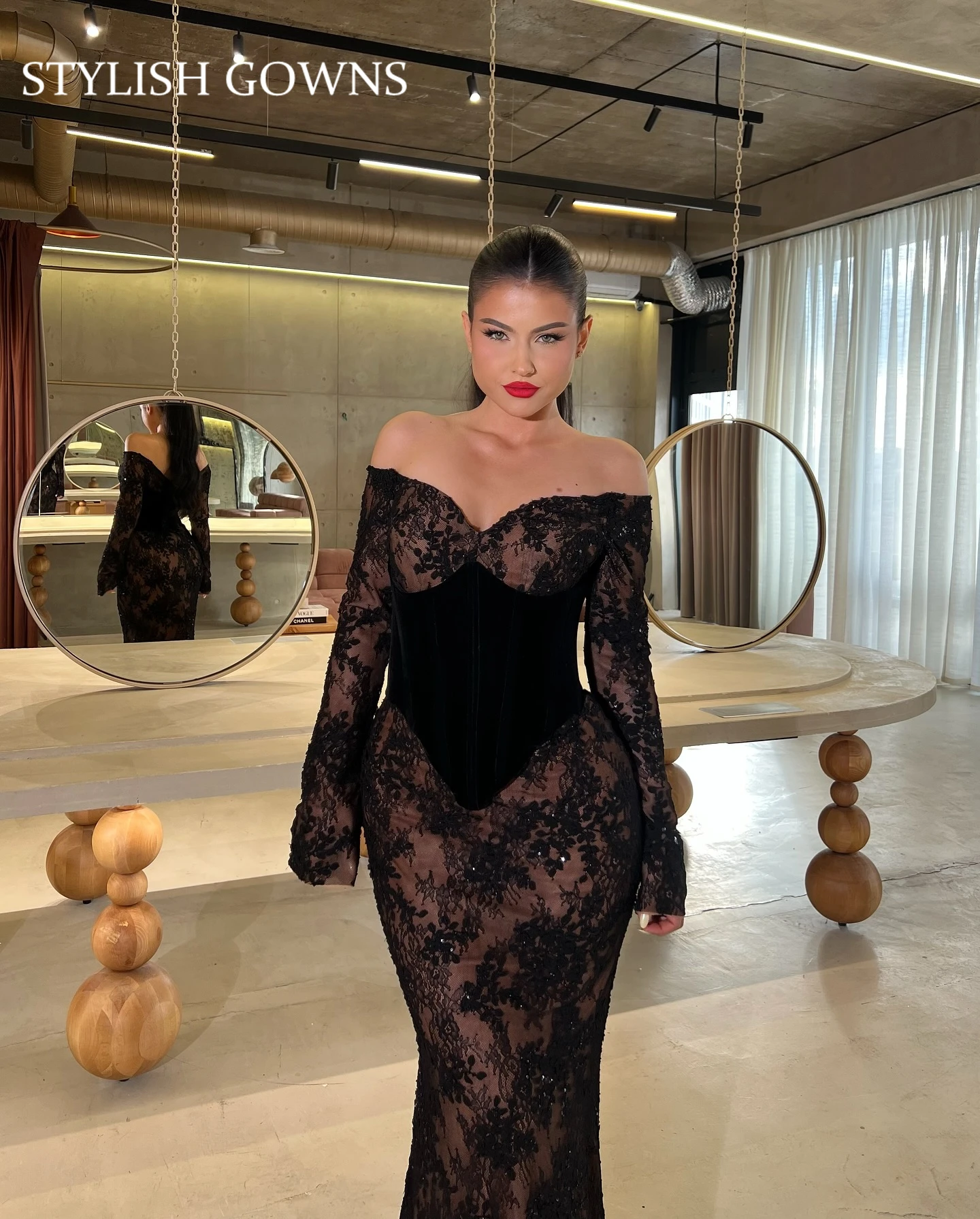 

Дубай, Саудовская Аравия, черное вечернее платье с открытыми плечами, кружевные платья для выпускного вечера из бисера, выпускные платья, Vestido De Noche по индивидуальному заказу