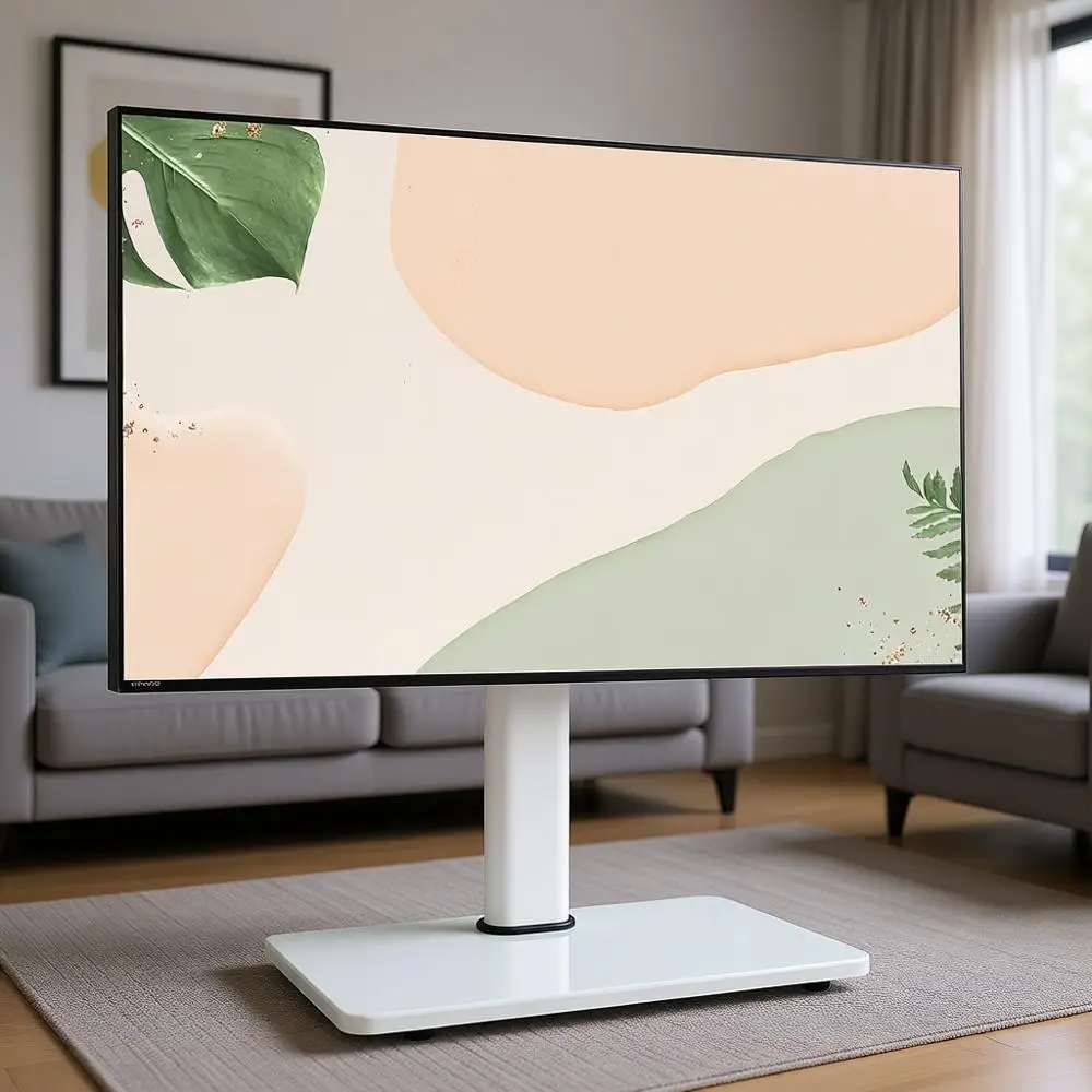 

Adjustable 32-75 Inch TV Stand with Tempered Glass Base, 8 Height Levels, Max VESA 600x400, 99lbs Capacity