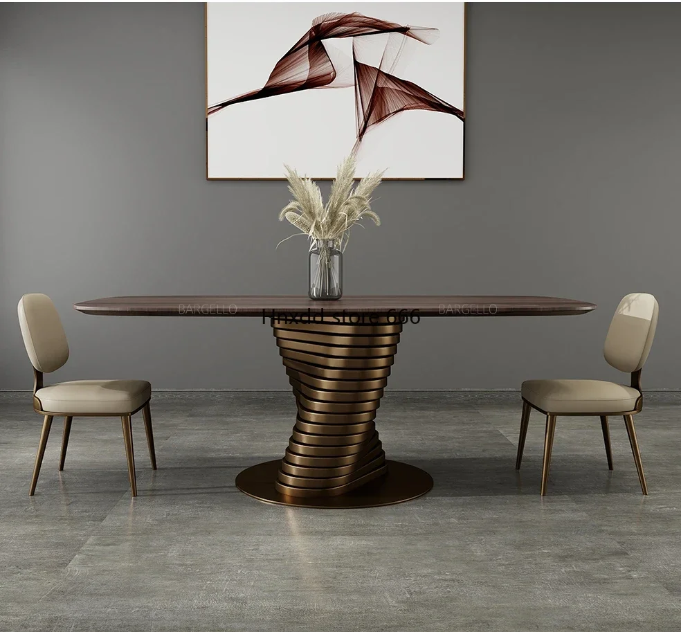 White Wax Solid Wood Dining Table Light Luxury Rectangular Designer Rotating Overlay Black Walnut Dining Table