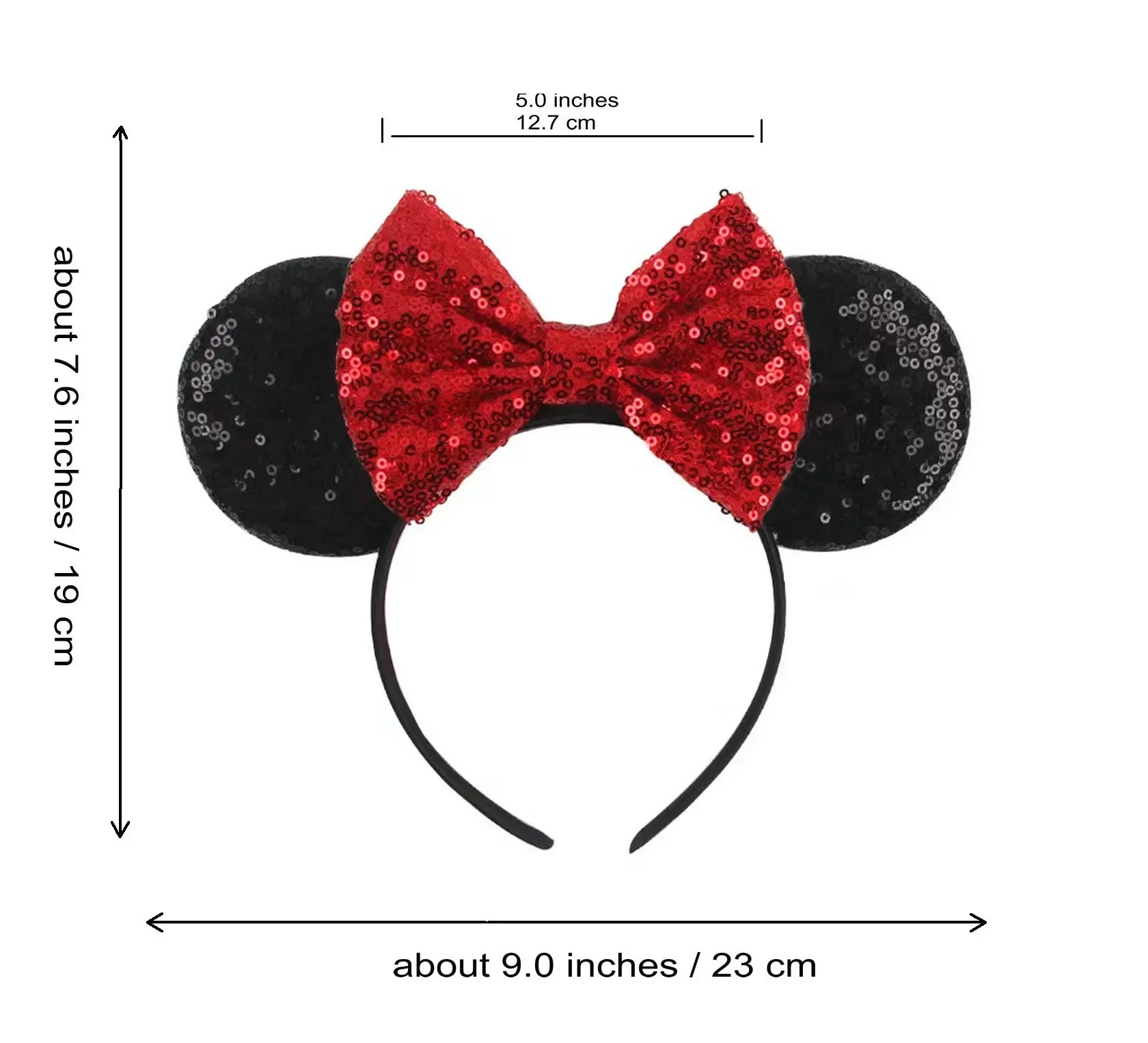 Ziming 9.5 cm Big Size Black Mouse Ears Headband For Girls 5\