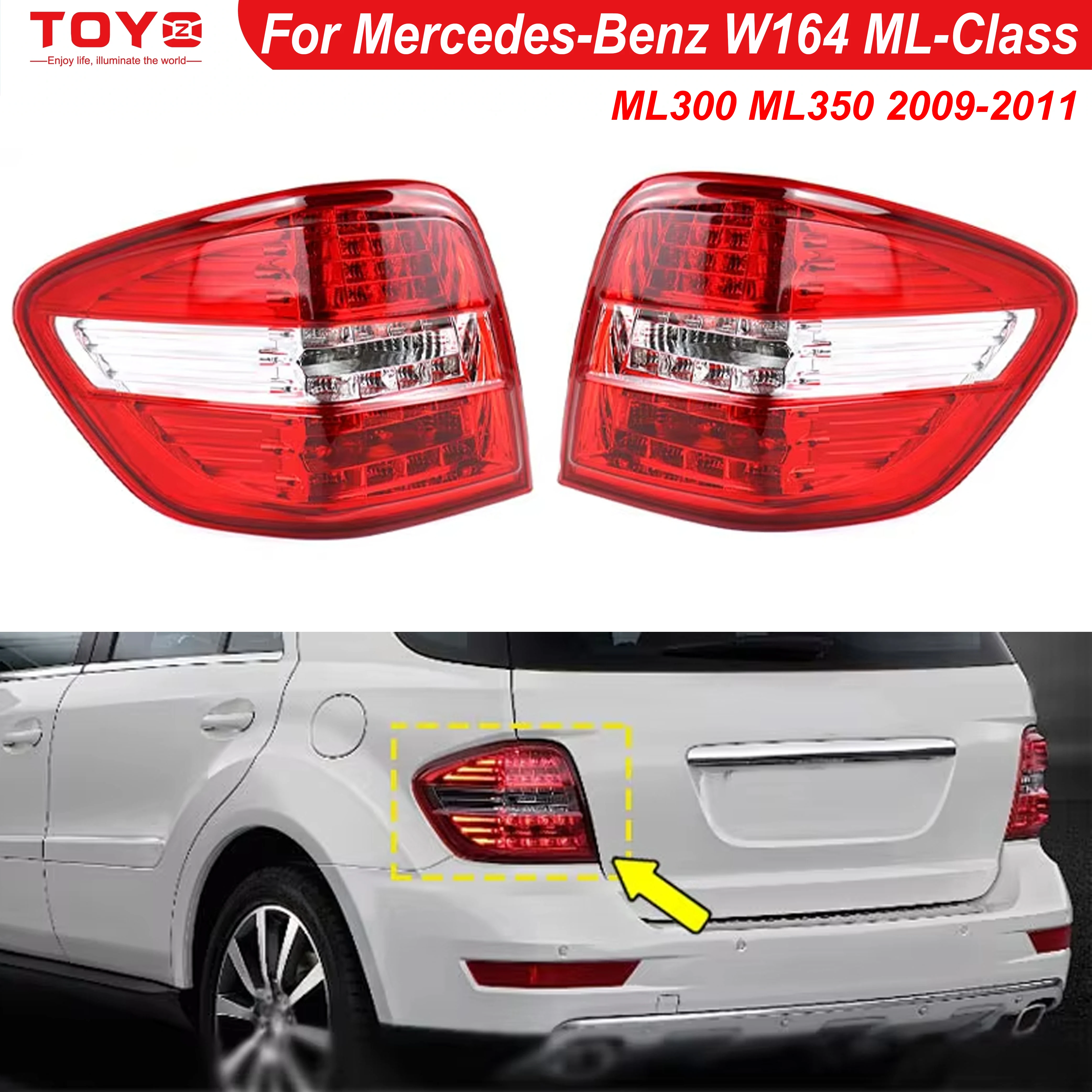 

Car LED Tail Light Rear Bumper Turn Signal For Mercedes-Benz W164 ML-Class ML300 ML350 2009 2010 2011 Auto Taillight Assembly