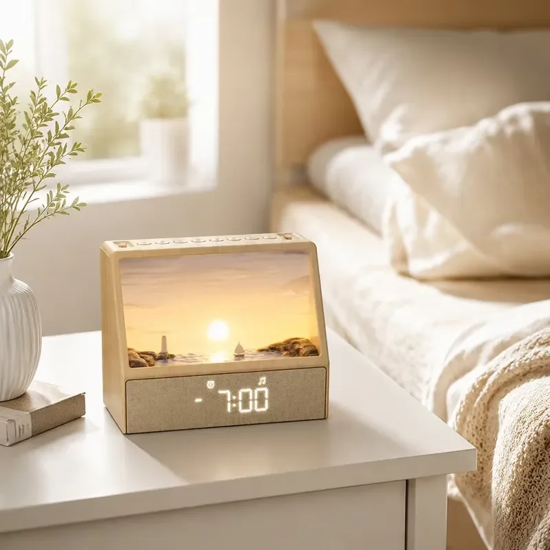 10W 3D Sunrise Simulation LED Alarm Clock with Bluetooth Speaker White Noise Digital Display USB Powered Bedside Lamp for