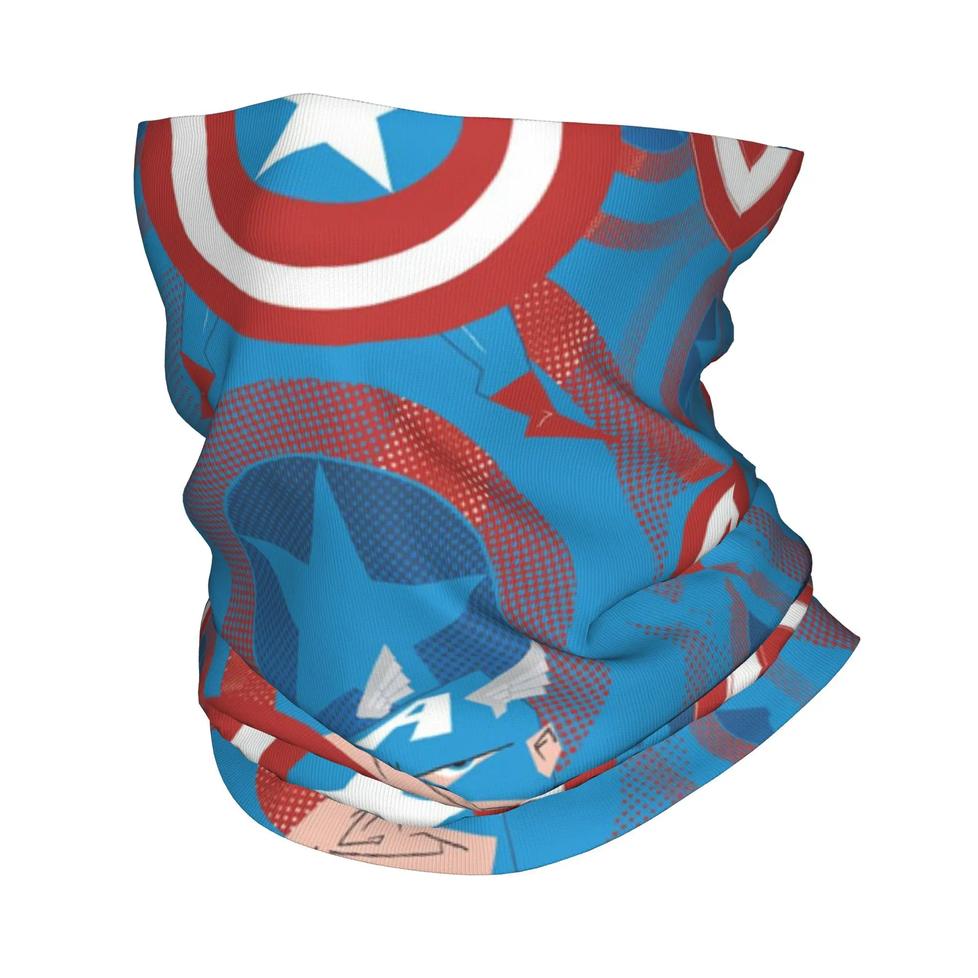 Custom Captain America Shield Dots Winter Headband Neck Warmer Men Women Ski Hunting Tube Scarf  Face Bandana Gaiter