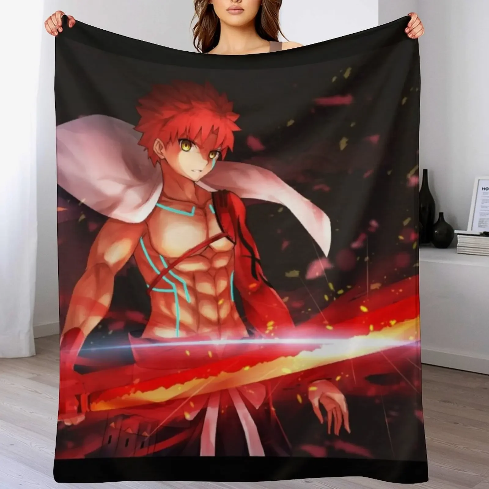

Shirou Emiya Fate Stay Night Throw Blanket Warm bed plaid Large Decorative Throw Blankets