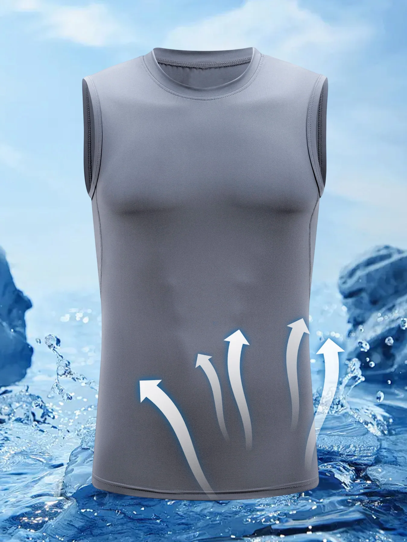 Men Quick Dry Compression Tank Top Breathable Stretch Knit Sleeveless Workout Gym Running Skin-Friendly Slim Fit Undershirt