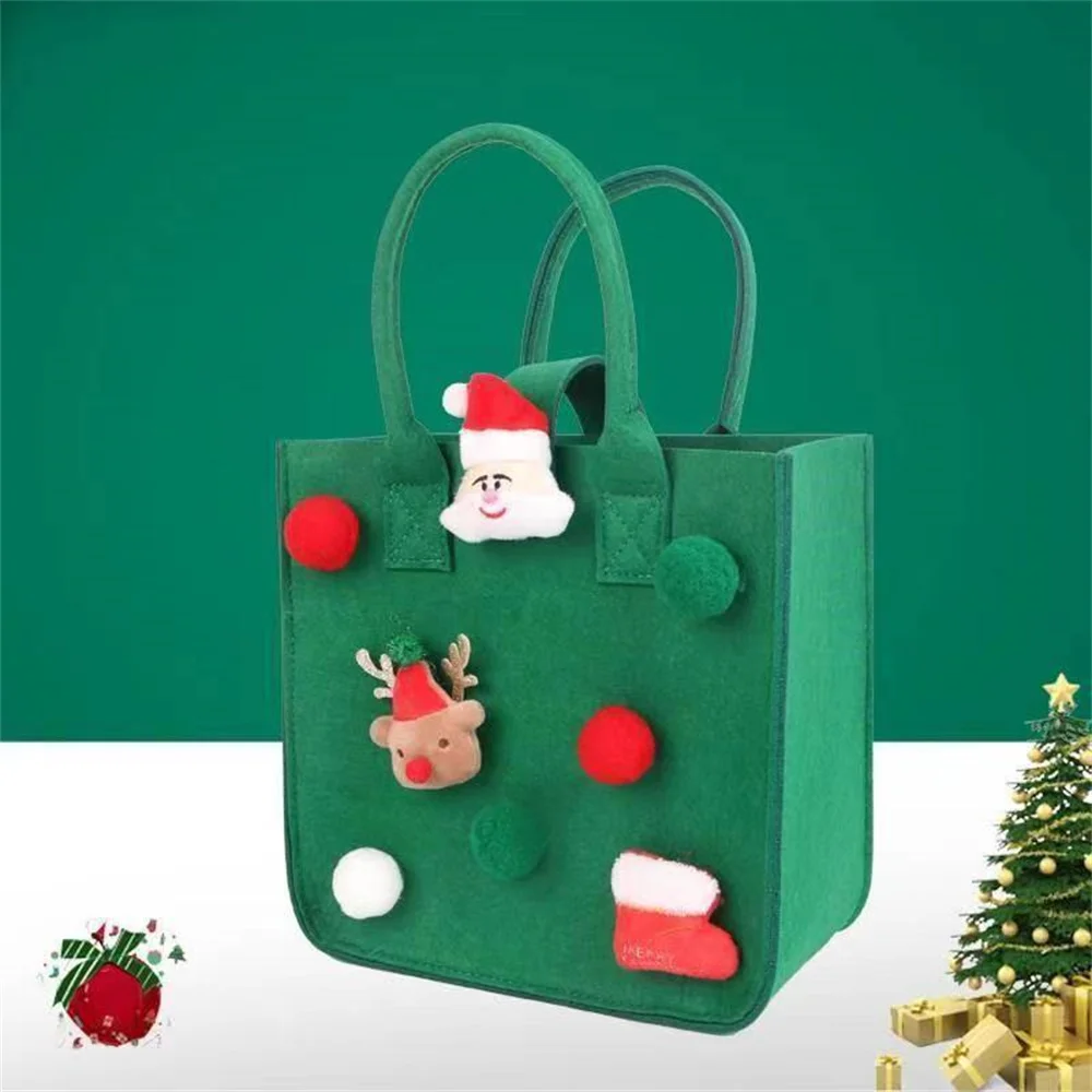 Winter Woman Handbag Felt Gift Bags Biscuit Candy Favors Bags Creative Christmas Gift Packaging Box New Year Kids Present