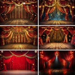 Bonvvie Red Curtain Stage Light Circus Tent Baby Birthday Party Photography Backdrops Photo Backgrounds Photozone Photo Studio