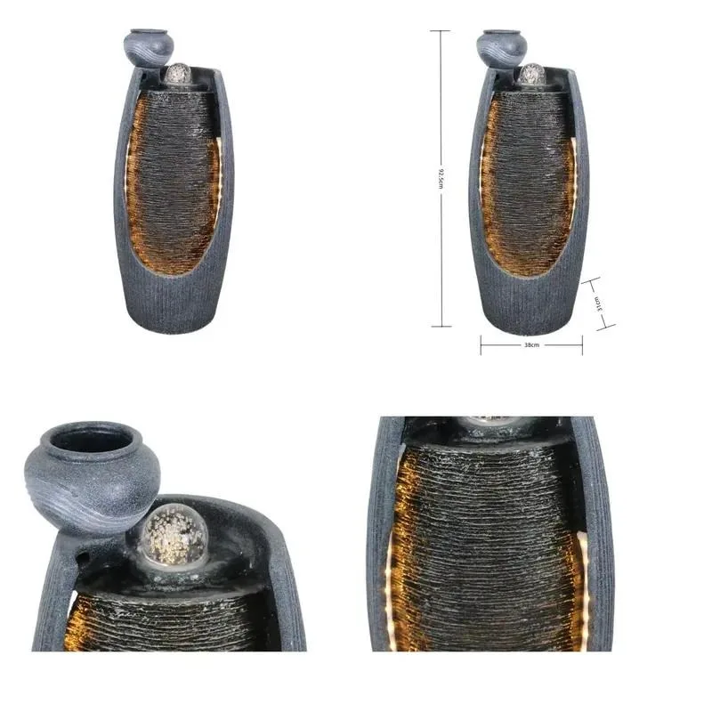 Modern Indoor Outdoor Water Fountain with Light Garden Landscape Decoration for Living Room Office Floor Standing