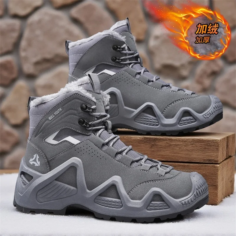 

Winter high top cotton shoes plus size men's warm boots outdoor fashionable anti slip short boots military boots hiking boots