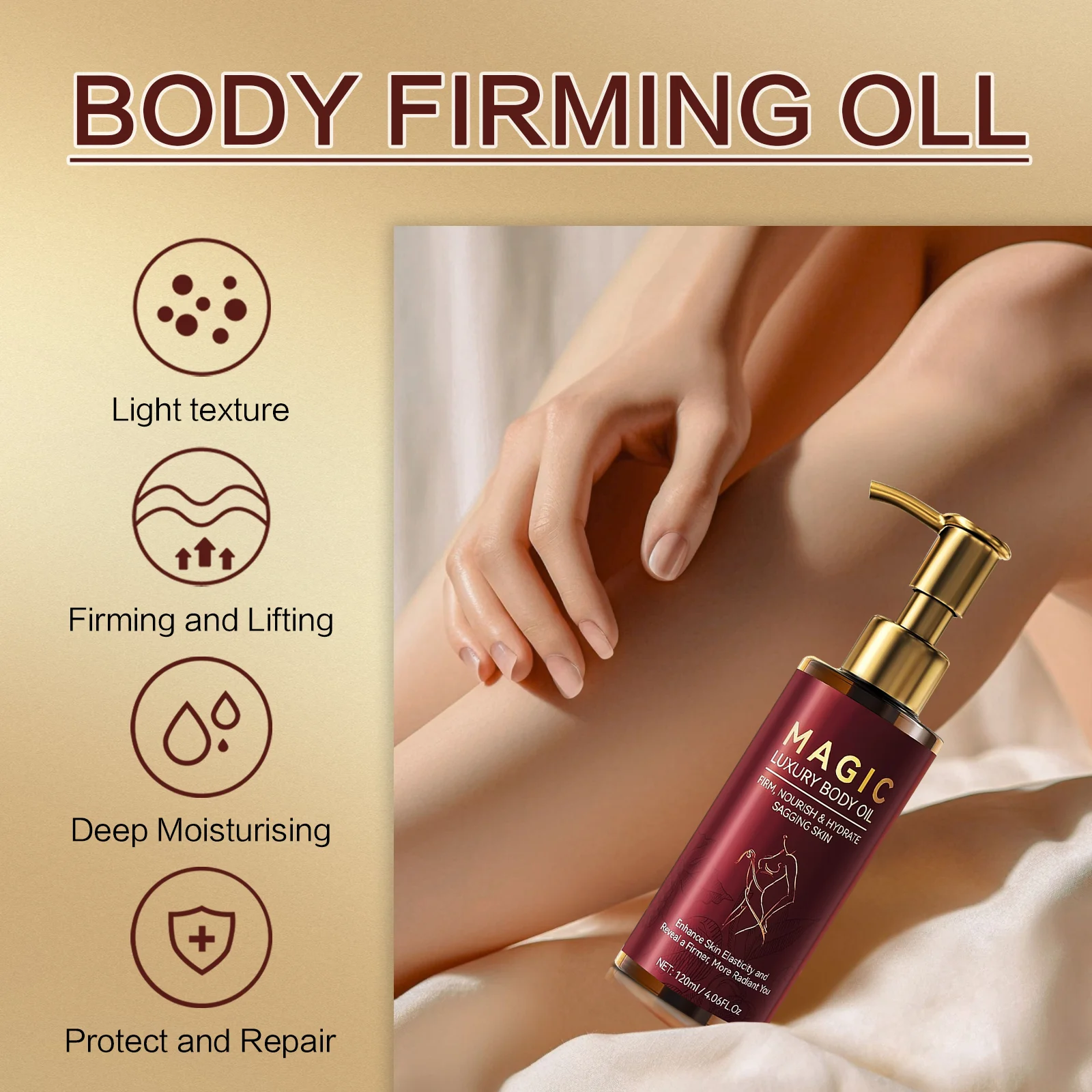 120ml Tighten Body Oil For Buttocks, Thighs, Abdomen & Underarms Magic Lift & Hydrate Skin Care Oil