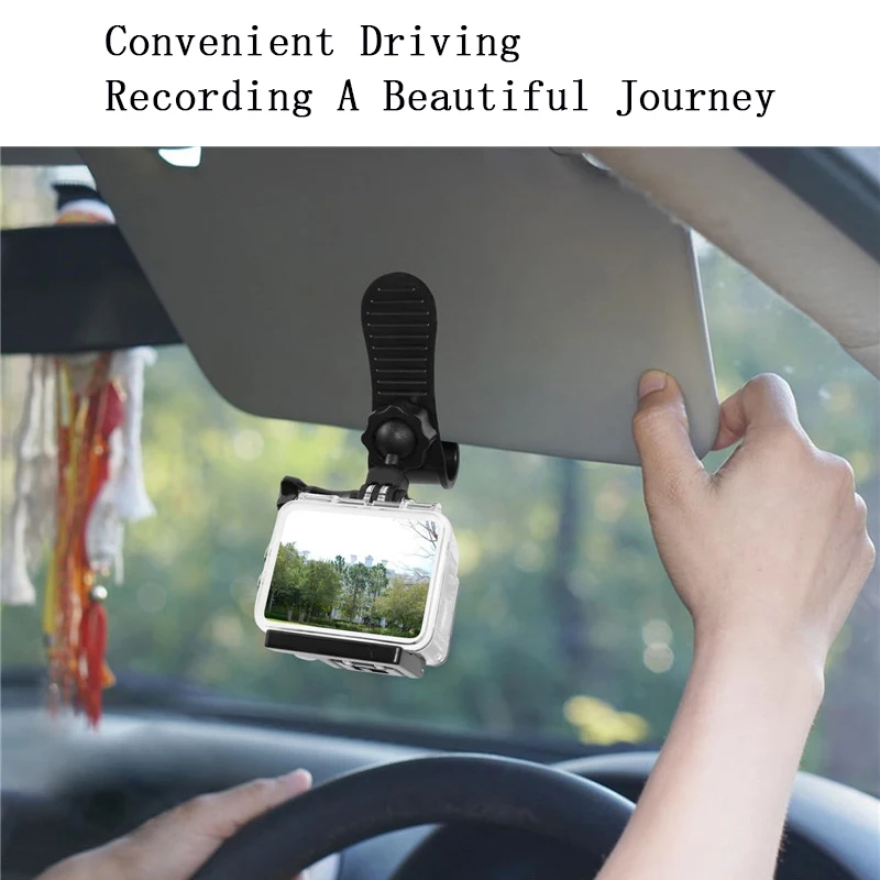 Soporte de cámara para Visor solar de coche con Clip para teléfono móvil para GoPro Hero 13, 12, 11, 10, 9, Insta360, X4, X3, DJI Action 3, 4, accesorios