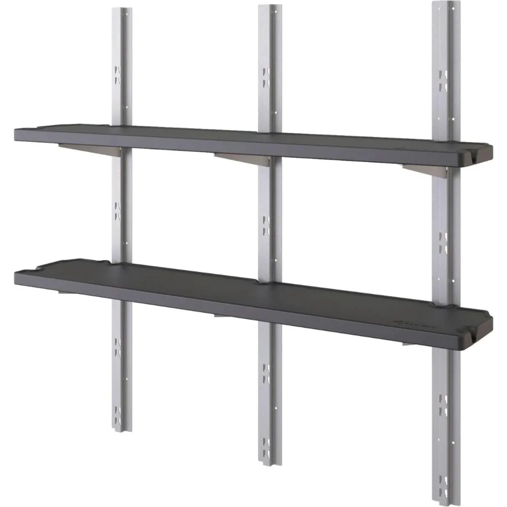 Suncast Vertical Shed Wall Mount Storage System with 2 Shelves, Outdoor Space-Saving Solution, 50 Wide x 11.25 Deep x 46.75 High