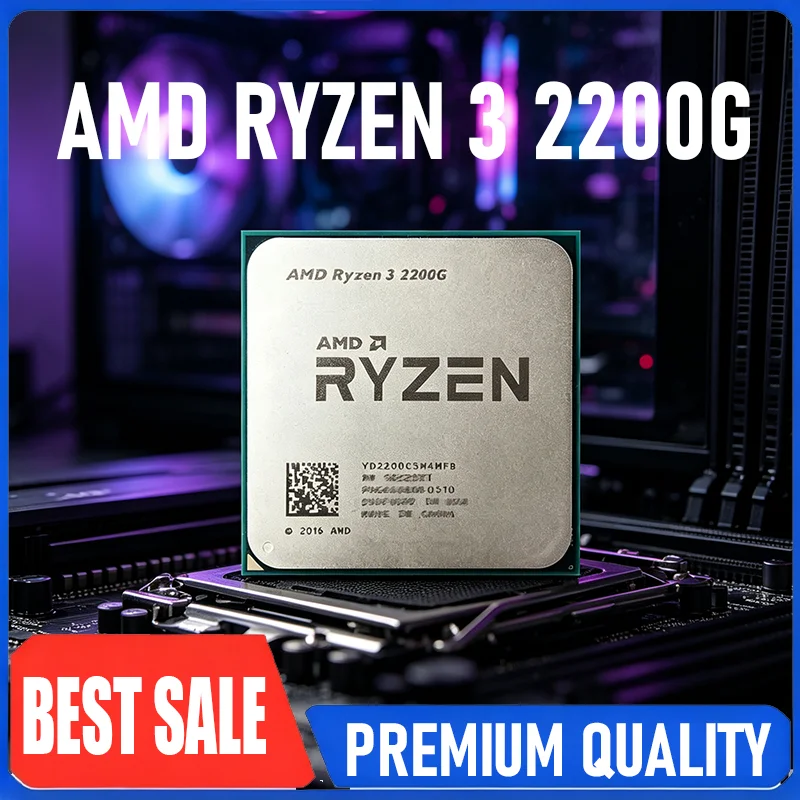 AMD Ryzen 3 2200G R3 2200G 3.5GHz Zen 0.014 Quad Core Quad Thread YD2200C5M4MFB Socket AM4 CPU Processor