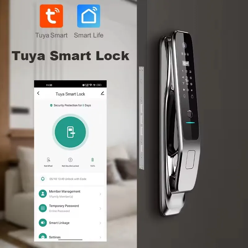 Glomarket Tuya Smart Door Lock With Camera Manufacturers Prices Security Biometric Fingerprint Fully Automatic Smart Lock